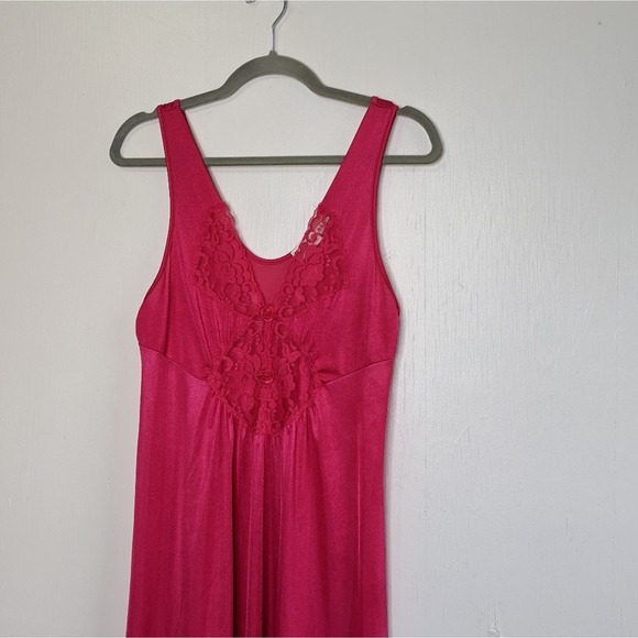 VTG Adonna Slip Lingerie Maxi Dress Lace Pink - Picture 5 of 7